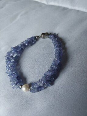 Jtv Tanzanite chip bracelet with pearl